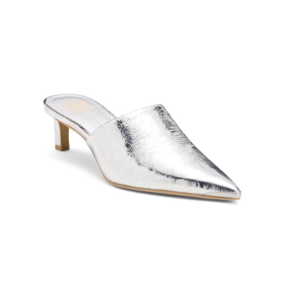 DOLCE VITA Silver Leather Metallic Lexy Heels - Picture 1 of 2